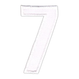 Number 7 White Iron-On or Sew On Patch Flower Iron-On Patch for Clothes Embroidered Iron-On Patch Applique Number Number Seven Patch Size 2.5 x 5.0 cm
