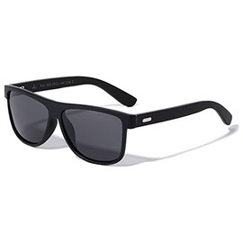 Polarized Wood Classic Square Frame Temple Stud Sunglasses (Black Dark Wood)