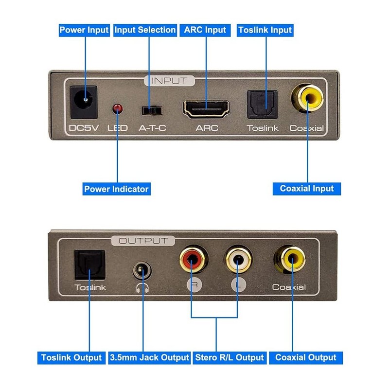 Lrocaoai 192KHz Multi Function Audio Converter,for ARC Toslink Optical SPDIF