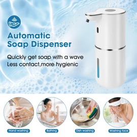 2 Pack Automatic Soap Dispenser,Upgraded 2025 Automatic Liquid Soap Dispenser Touchless,12.8oz USB Rechargeabled Wall Mounted Smart Soap Dispensers for Bathroom Kitchen(White,P18)