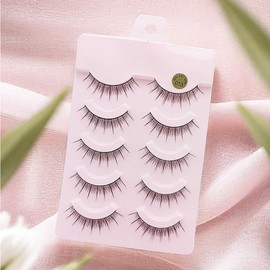 Philimumu False Eyelashes, Natural Bunchy False Eyelashes, Black Axis Handmade, Ultra Lightweight, Soft Close Eyelashes, Eye Rashes, Easy for Beginners, False Eyelashes 5 Pairs (013)