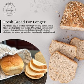 Touchet Heritage Bread Bags for Homemade Bread With Bowl Cover| Reusable Bread Bag| Sourdough Bread Bags| Linen Bread Bag| Homemade Bread Storage| Bread Proofing Cover| Bread Bag Set, black and white