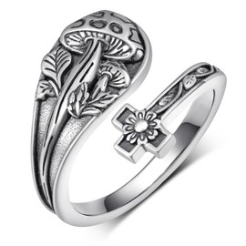 Zunxinsan Mushroom Ring 925 Sterling Silver Mushroom Gifts Vintage Thumb Rings Jewelry Gifts For Women