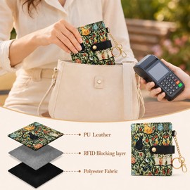 Vintage Cat Cute Wallet for Women, RFID Bifold Small Purse with Coin Pocket