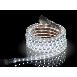 CBConcept UL Listed, 30 Feet, Super Bright 8100 Lumen, 6000K Pure White, Dimmable, 110-120V AC Flexible Flat LED Strip Rope Light, Commercial Grade, Indoor Outdoor use, Ready to Plug n Shine