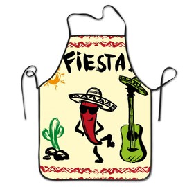 YISHOW Mexican Party With Maracas Adjustable Bib Apron, Washable Unisex Cooking Kitchen Aprons For Chef
