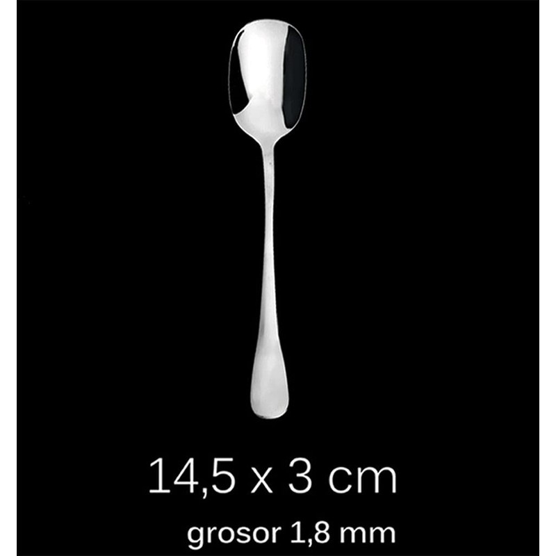 12 Ice Cream Spoons 14.5 x 3 cm Stainless Steel