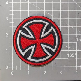 Unbranded Red Iron Cross Patch Independent Skater Boards Punk Embroidered Iron On 3"