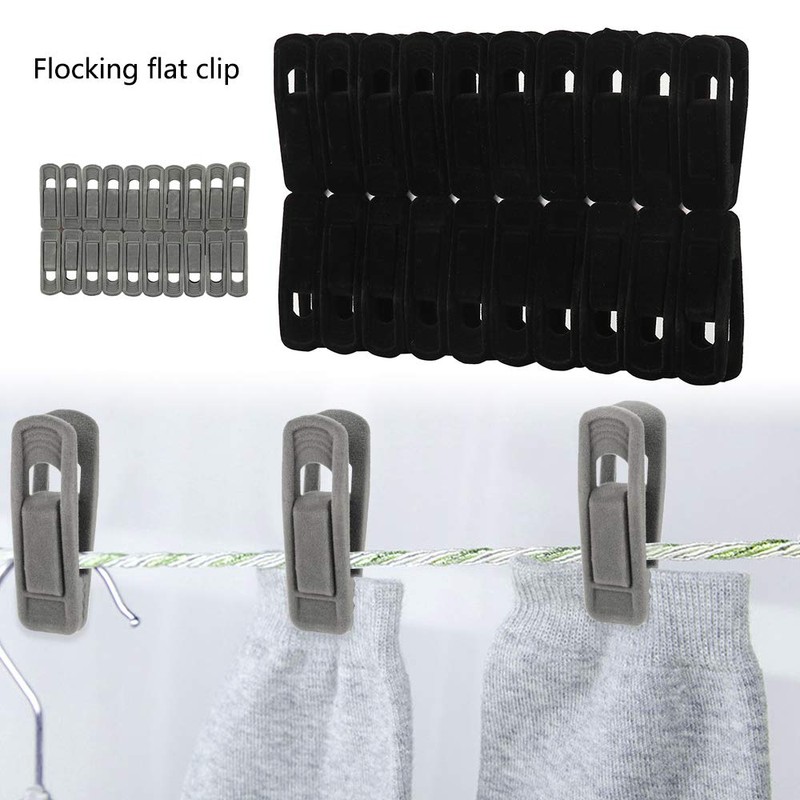20 PCS Velvet Hanger Clips Strong Finger Flocked Laundry Pegs