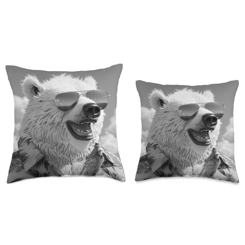Polar bear laughs cheekily, funny Icebear Throw Pillow
