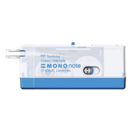 Tombow CT-YCN2.5-BE-B Correction Roller Mono Note Side Rolling, 2.5 mm x 4 m, Transparent/Blue