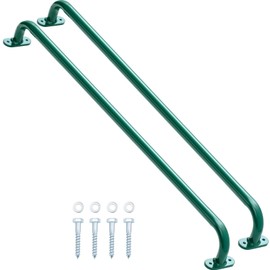 Lounsweer 2 Pcs 37'' Playground Handle Metal Playground Safety Handle Long Grab Bars for Treehouse Rock Climbing Wall(Green)