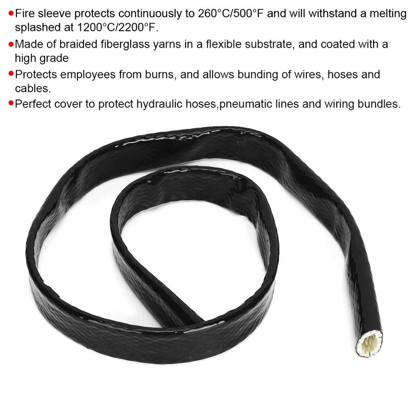 Heat Shield Sleeve AN12 Black Fire Sleeve Braid Flame Heat