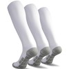 CWVLC Youth Soccer Socks 3 Pairs Girls Boys Sport Team Athletic Knee High Long Tube Cotton Compression Socks White Medium (5Y-7Y Youth/6-10 Women)