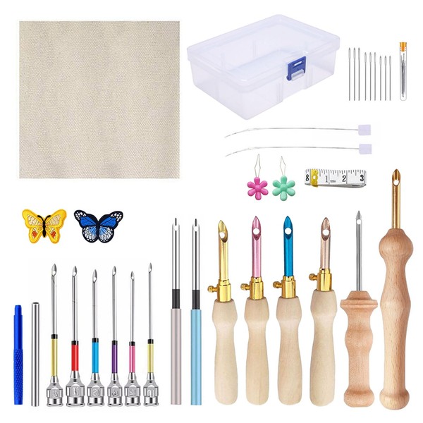 Qivine 35 Piece Punch Needle Set, Embroidery Punch Needle Tool