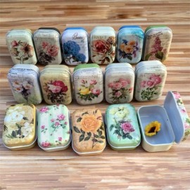 Generic 8Pcs Mini Flower Tin Trinket Jewelry Organizer Storage Box Decorative Boxes Smal