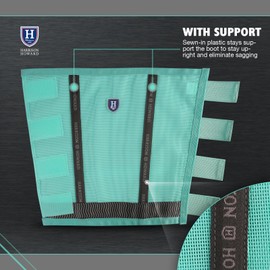 Harrison Howard Loose-Fitting Horse Fly Boots UV-Protective, Breathable Fine Mesh Leggins Stay-on Comfortable Fly Boots with Reflective Strips for Extra Safety (Set of 4) Mint Cob (Medium)