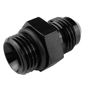 AN-06 O-ring Boss to AN-06 Male Flare Adapter Fitting 6AN Flare Twin Hose Union uel Pump Rail Line Aluminum Black Anodized JIC AN6 to AN6 Oring