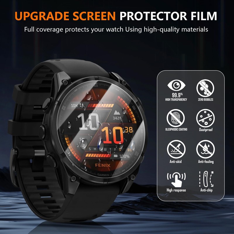 Suoman 3+2 Pack for Garmin Fenix 8 (AMOLED) 47MM Screen