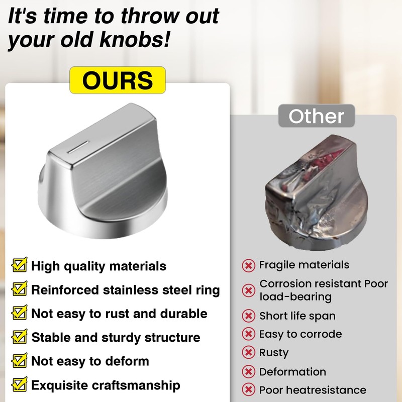 Upgraded W11366438 Whirlpool Range Knobs Replacement, Replace Stove Knobs W11084623,