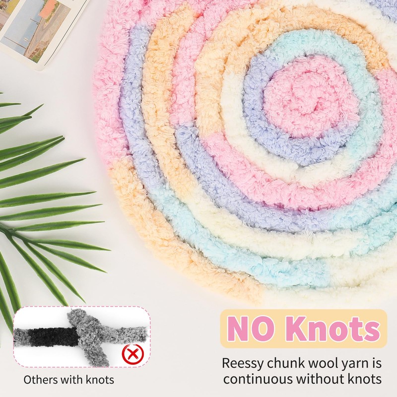 Reessy Chunky Yarn for Hand Knitting, 2×250g Super Chunky Wool
