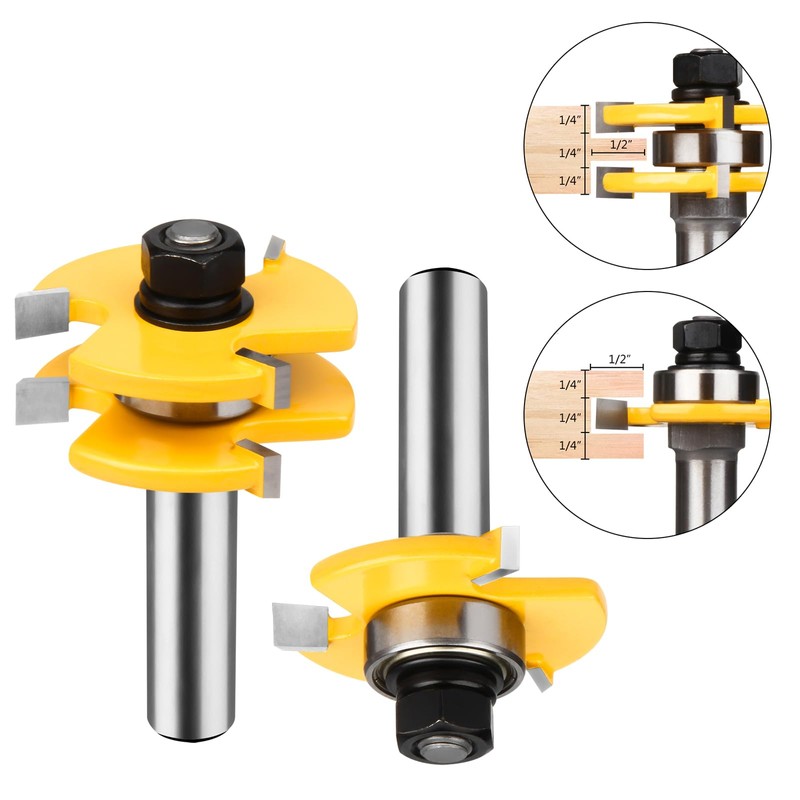 BAIDETS 1/2" Tongue and Groove Router Bits - Set of