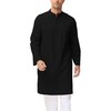 LVCBL Kaftan Men's Muslim Robe Neck Long Sleeve Kaftan Button
