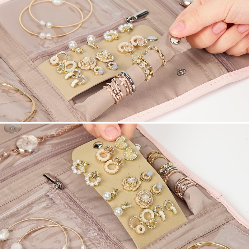 NISHEL Travel Jewelry Organizer Case, Foldable Storage Roll for Necklaces,