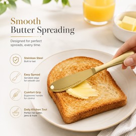 Stainless Steel Butter Spreader Knife for Toast – Multi-Use Jam, Cream and Cheese Knife for Breakfast and Dessert Prep