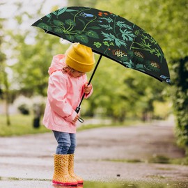 WSZYNDF Green Plant Pattern Umbrella, Small Travel Compact Automatic Folding Umbrella for Rain and Wind, Portable UV Shade Sun Umbrella for Woman (MT69)