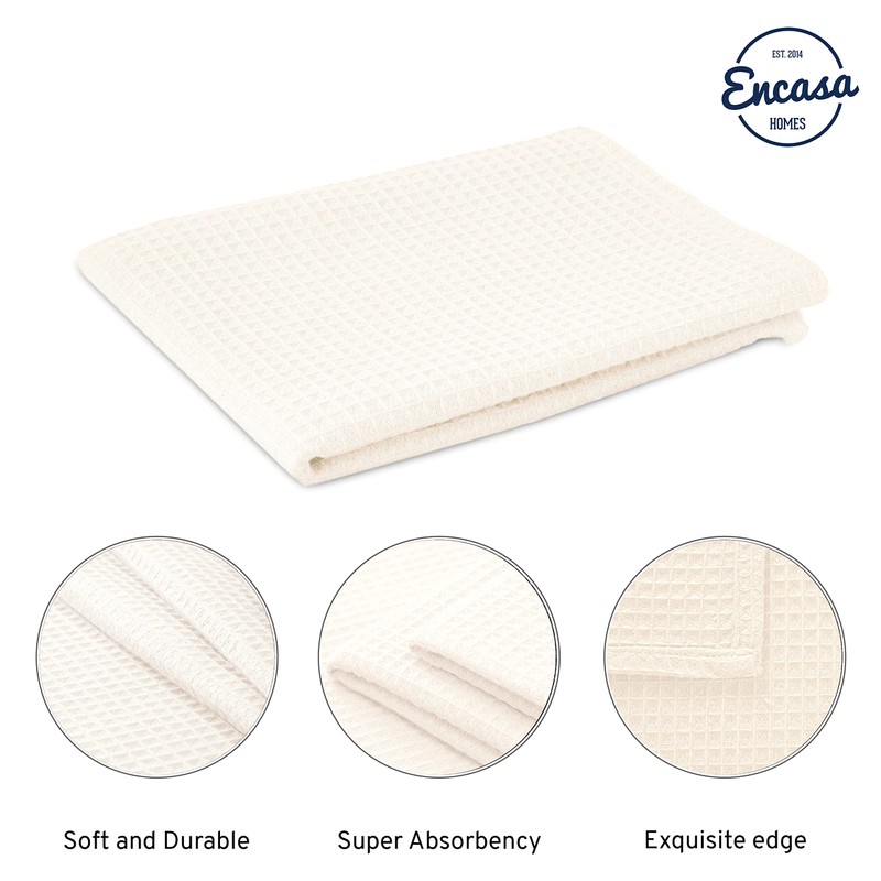 Encasa XO Kitchen Dish Towels Set | Solid Off White