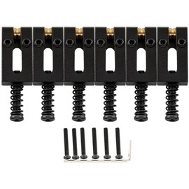 Musiclily Ultra 10.5mm Full Solid Brass Modern Style Roller Saddles for Strat Tele Style Electric Guitar Bridge, Black (Set of 6)