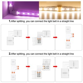 VIPMOON L Shape 2 Pin LED Strip Connectors 10mm, 10 Pcs Right Angle Corner Connector 90° Degree Solderless Snap Down Quick for 10mm Wide 5050 5630 LED Light Strip Single Color