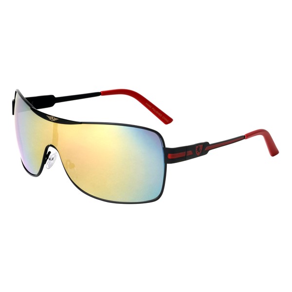 Khan Relay - One Piece Shield Sunglasses (Red Black)