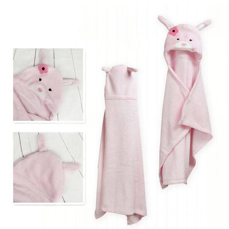 Kids Hooded Blanket Wearable Blanket Soft Cozy Coral Velvet Animal