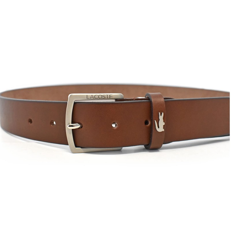 Lacoste LB82580 Men's Casual Belt, Cowhide Leather, dark brown