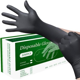 Guantes de Nitrilo Desechables 100 Piezas, Guantes de Nitrilo Para Cocina Negros Extra Resistentes Excelente, Libres de Latex con Libre de Vinilo, Guantes de Nitrilo para Manipulación de Alimentos (M)