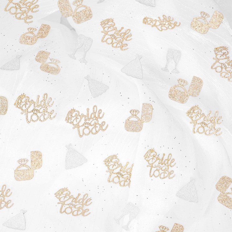 Glitter Bride To Be Confetti, Champagne Gold Silver Diamond Ring