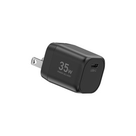 Yamazen YPD-35C USB Type-C Charger, 35 W, PD Compatible, 1 Port, GaN Smartphones, Tablets, Small, Lightweight, Folding Storage Plug, PSE Certified, Fast Charging, Tracking Resistant Protection, Black