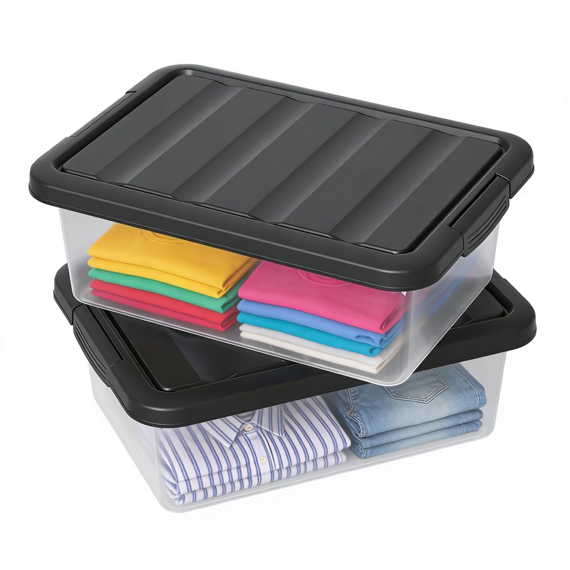 Tyminin 14-Qt Clear Latching Storage Boxes, 2-Pack Storage Bins