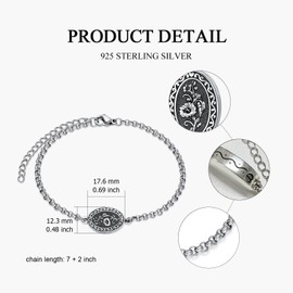 MEIDERBO September Birth Flower Urn Bracelet for Ashes for Women 925 Sterling Silver Cremation Bracelet Memorial Keepsake Jewelry for Human Ashes