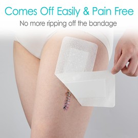 Waterproof Adhesive Island Wound Dressings Breathable Bordered Gauze Knee Replacement Bandage Patches with Non-Stick Pad for Hip Shoulder Back Elbow Abdominal Post Surgical 4"x14"(Pack of 20)