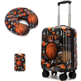 Homskiii Kids Basketball Suitcase Set for Boys Hardside Luggage with Spinner Wheels 2 Piece 16inch Toddler Suitcase for Boys Travel Carry on Luggage Airline Approved
