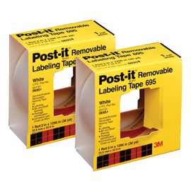 Labeling Tape 695, 2 in x 36 yds, Removable, Covers Mistakes neatly, White (2 Pack)