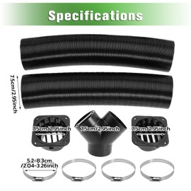 YiEC ZAN 75mm Diesel Heater Pipe Duct Vent Kit with Warm Air Outlet for Webasto for Eberspacher 2KW 5KW 8KW Diesel Parking Heaters (Y-shape)