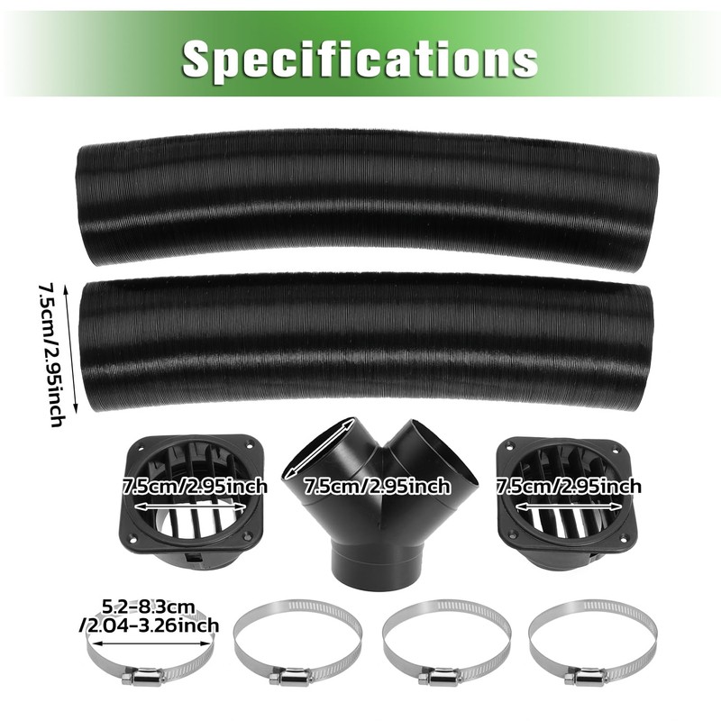 YiEC ZAN 75mm Diesel Heater Pipe Duct Vent Kit with