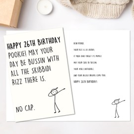 Smithtuy 26th Birthday Card,26th Birthday Decorations & Gifts for Men Women Husband Wife Boyfriend Girlfriend Coworker Friend,Funny 26 Year Old Birthday Gifts with Gen Z Slang Meme-Inspired Design