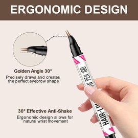 BUTBU Curved Eyebrow Pencil, 2 in 1 Microblading Eyebrow Pen, Double Ended eyebrow Pen, Waterproof Eye Brow pen with 2 Tips, Precise Brush-Tip for Natural Hair-Like Brows (Light Brown)
