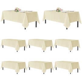 sancua Beige Tablecloths for 6 Foot Rectangle Tables, 8 Pack - Washable Polyester Fabric Table Cloth for Wedding Party, Birthday, Banquet Reception, 54x108 Inch