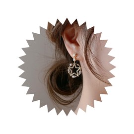 Yheakne Boho Crystal Star Drop Earrings Gold Cz Pentagram Dangle Earrings Vintage Hollow Star Earrings Rhinestone Northstar Stud Earrings Jewelry for Women and Girls